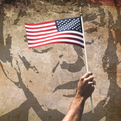 アメリカ国旗とトランプ大統領