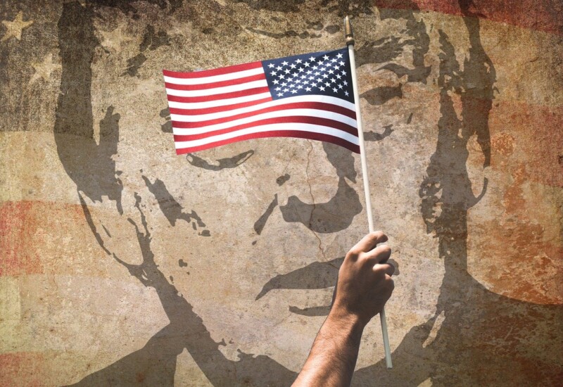 アメリカ国旗とトランプ大統領